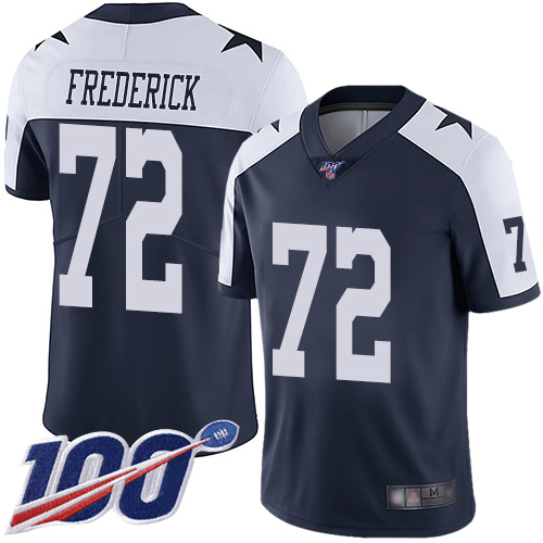Men Dallas Cowboys Limited Navy Blue Travis Frederick Alternate #72 100th Season Vapor Untouchable Throwback NFL Jersey
